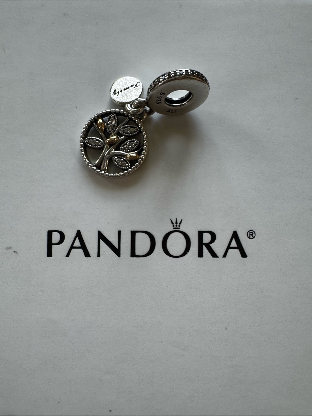 EUC Authentic Pandora Sparkling Family Tree Dangle Charm with 14k gold 791728